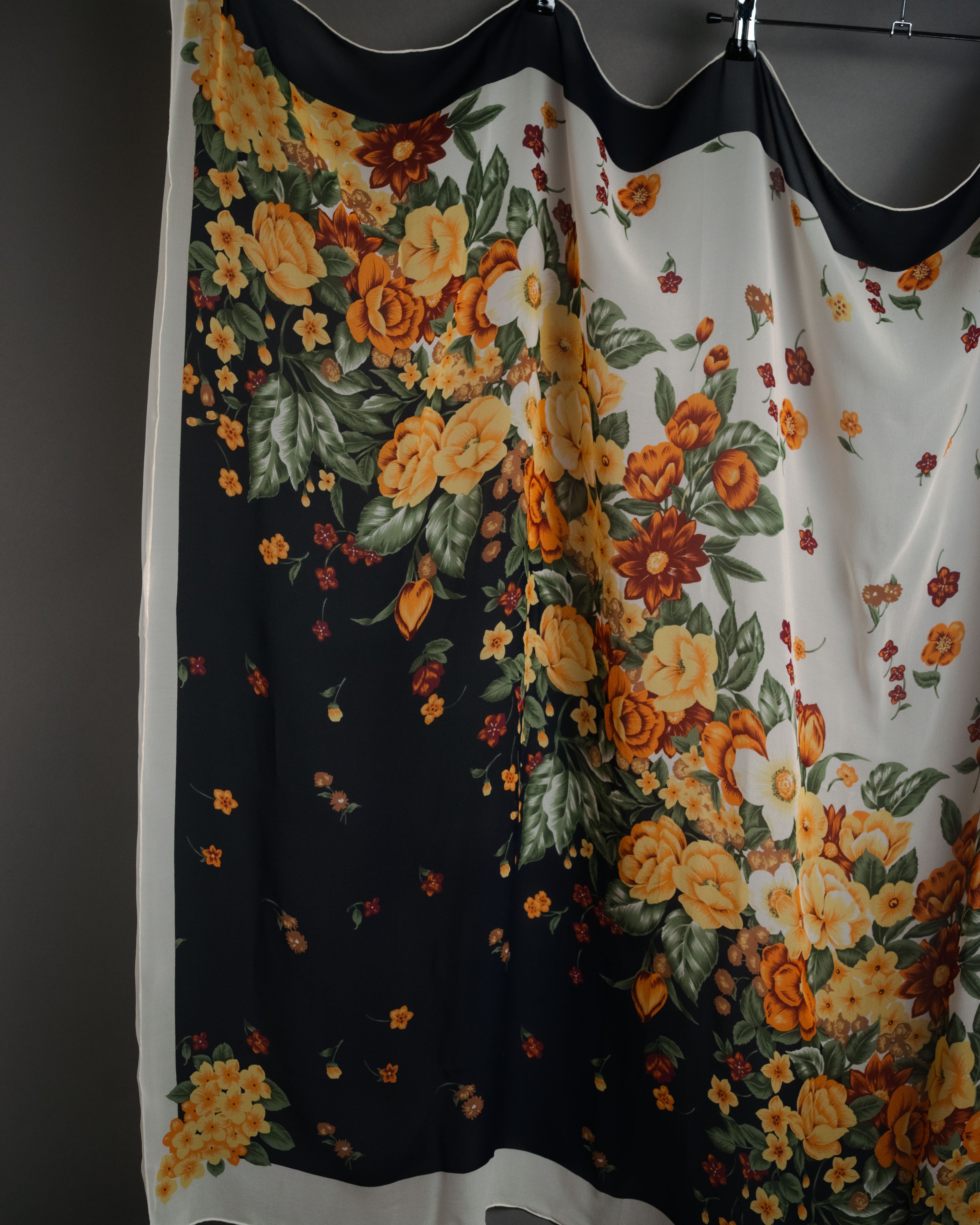 “Christian Dior” 80’s–90’s Botanical silk floral scarf