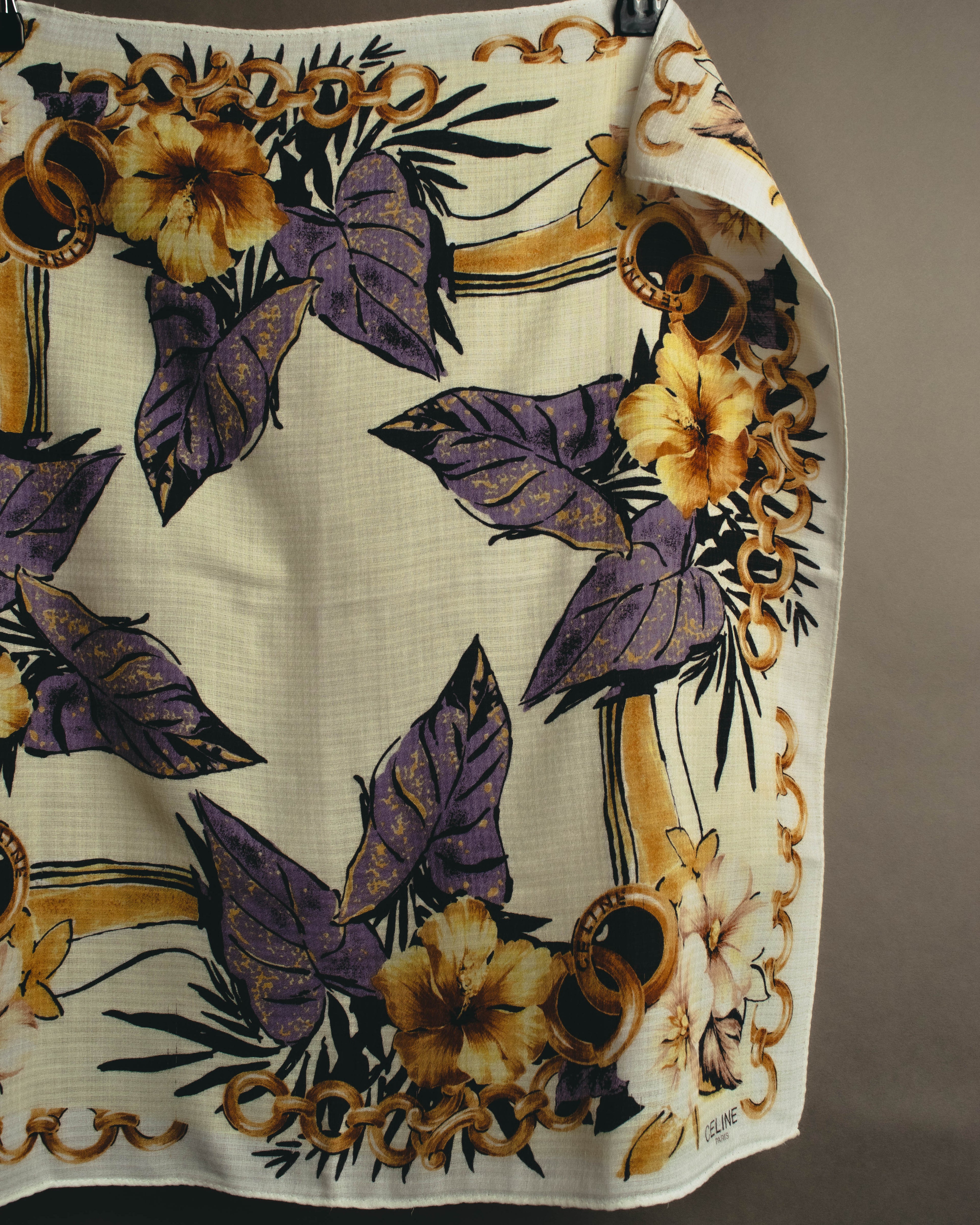 "CELINE" 90's-00's Floral printed cotton scarf