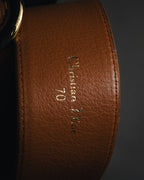 "Christian Dior" 98’s-05’s Wide grained oval logo buckle leather belt