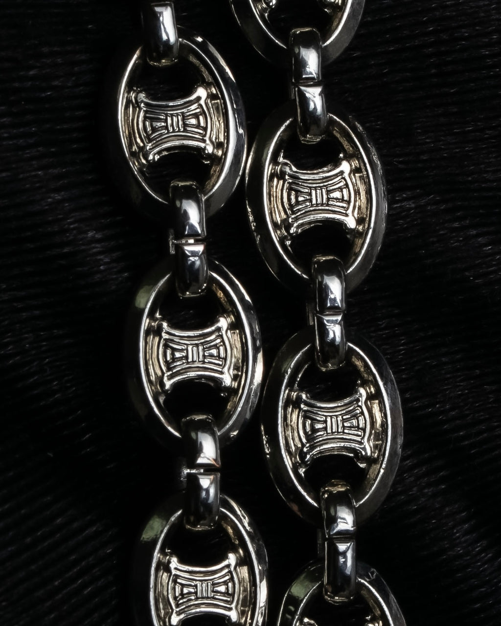 "CELINE" Oval link chain design leather combination belt