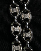 "CELINE" Oval link chain design leather combination belt