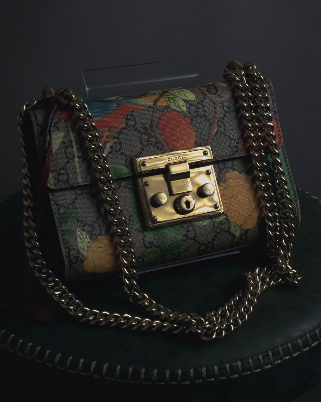-SPECIAL- "GUCCI" Michele-era floral padlock design chain shoulder bag
