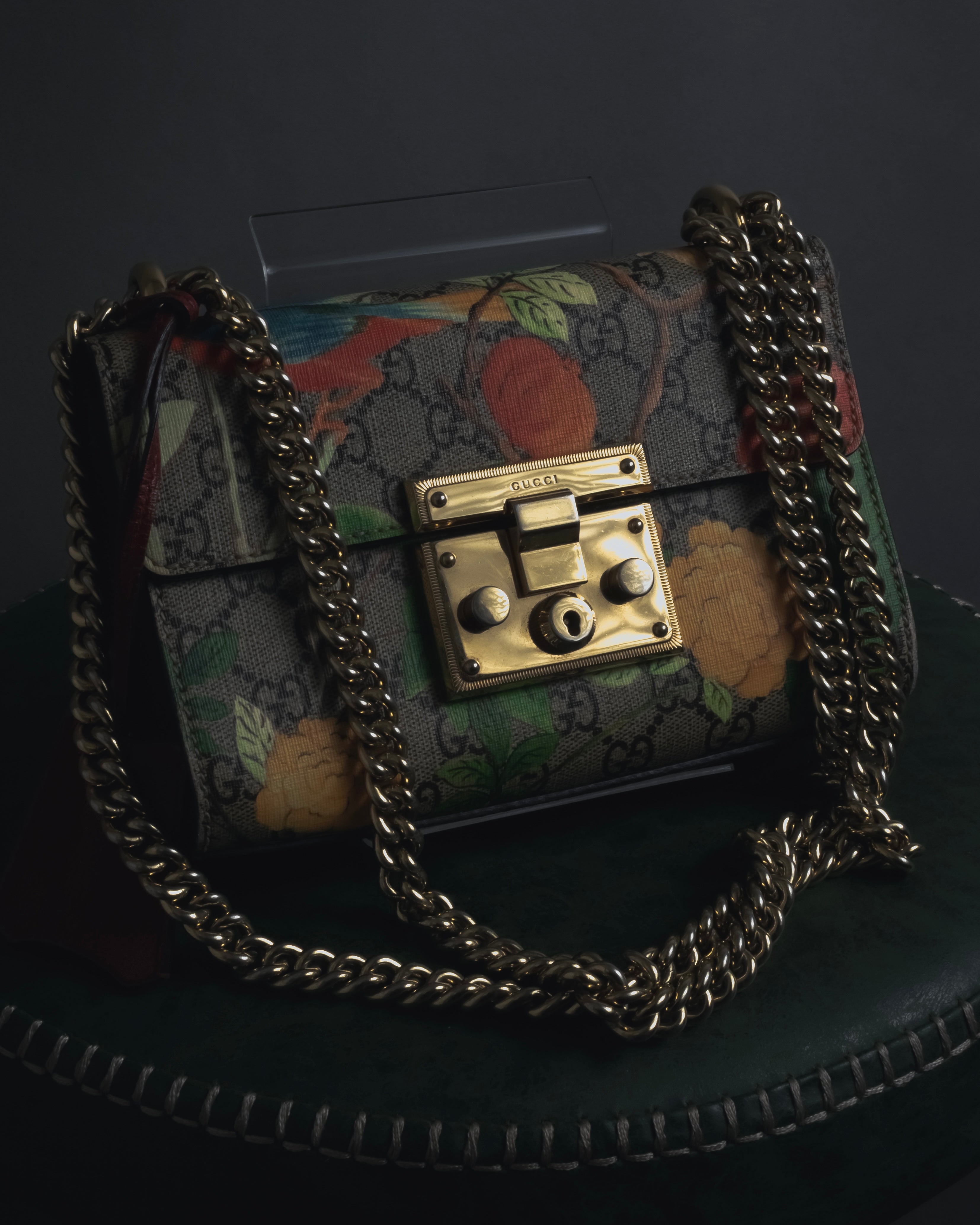 -SPECIAL- "GUCCI" Michele-era floral padlock design chain shoulder bag