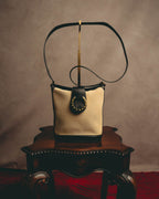 "Tiffany & Co." Vintage two tone canvas and leather shoulder bag
