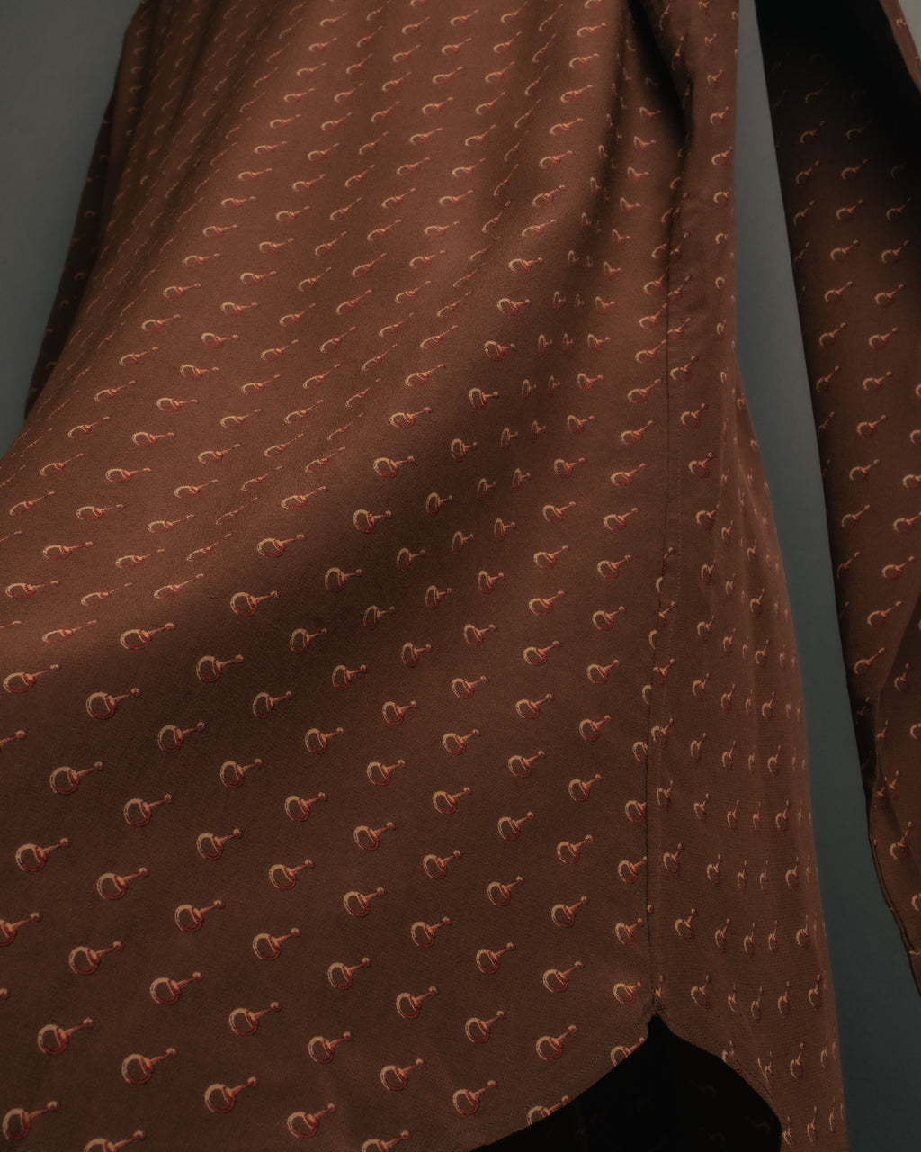 “GUCCI” 70’s horsebit monogram silk shirt