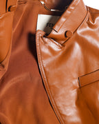 FENDI/ Back Logo Embroidery Calf Leather Short Jacket Brown