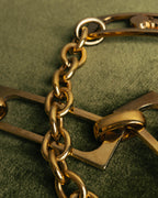 "CELINE" 70's-80's Sulky motif gold metal chain belt