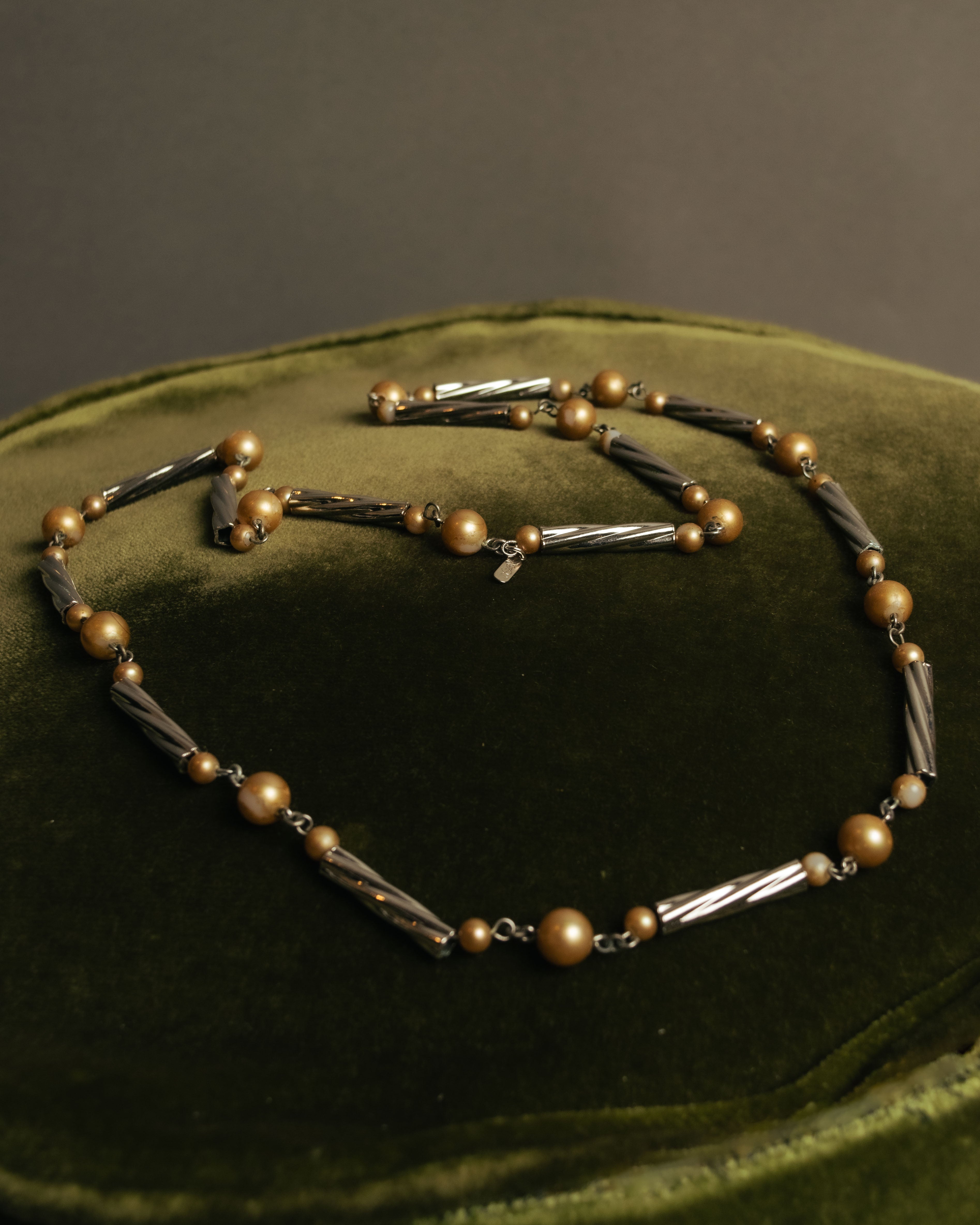 “Yves Saint Laurent” 80’s-90’s Cassandra logo mixed bead long necklace