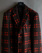 "HUGO BOSS" Plaid brushed wool tailored coat