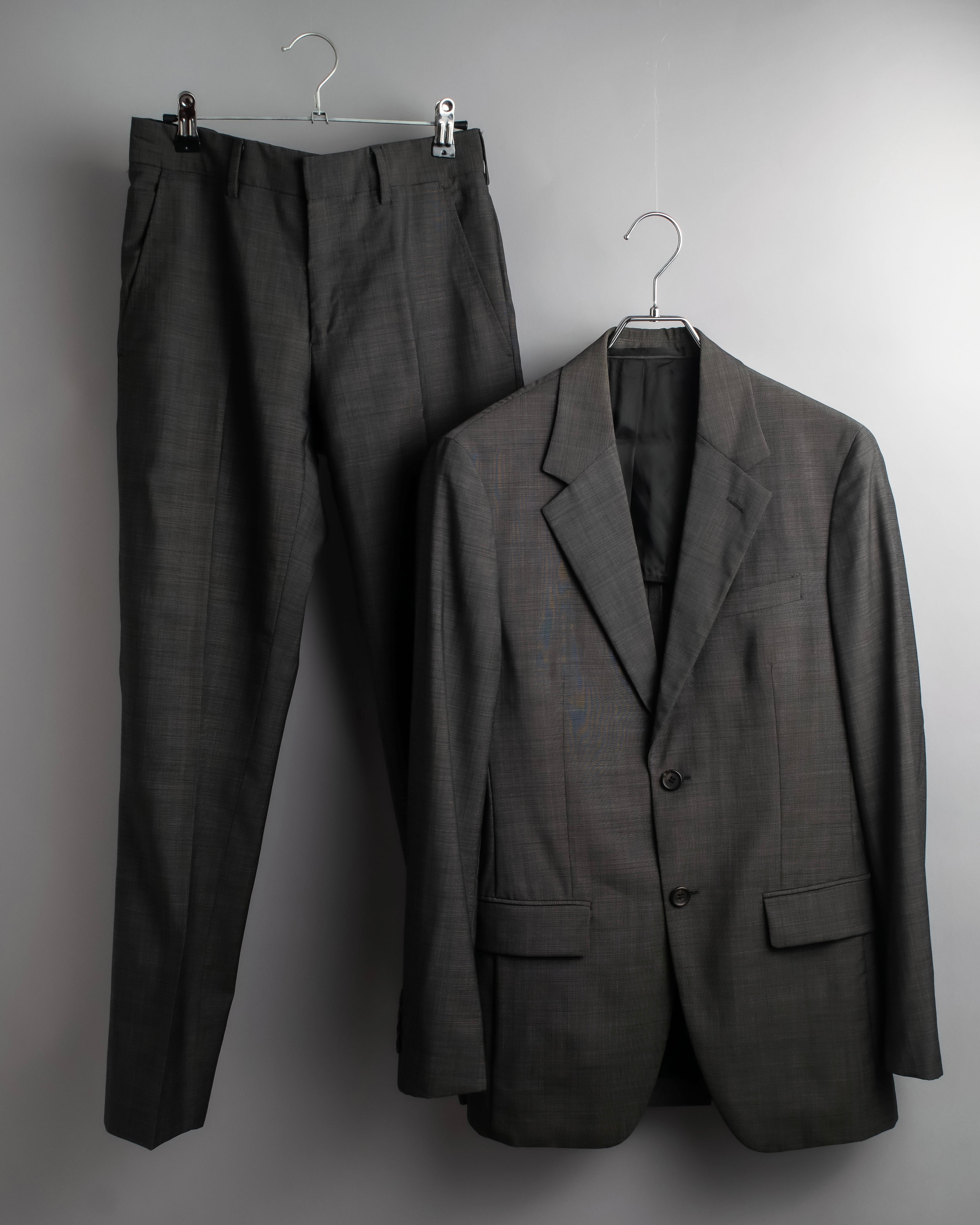 "PRADA" Sharkskin wool minimal tailoring set up