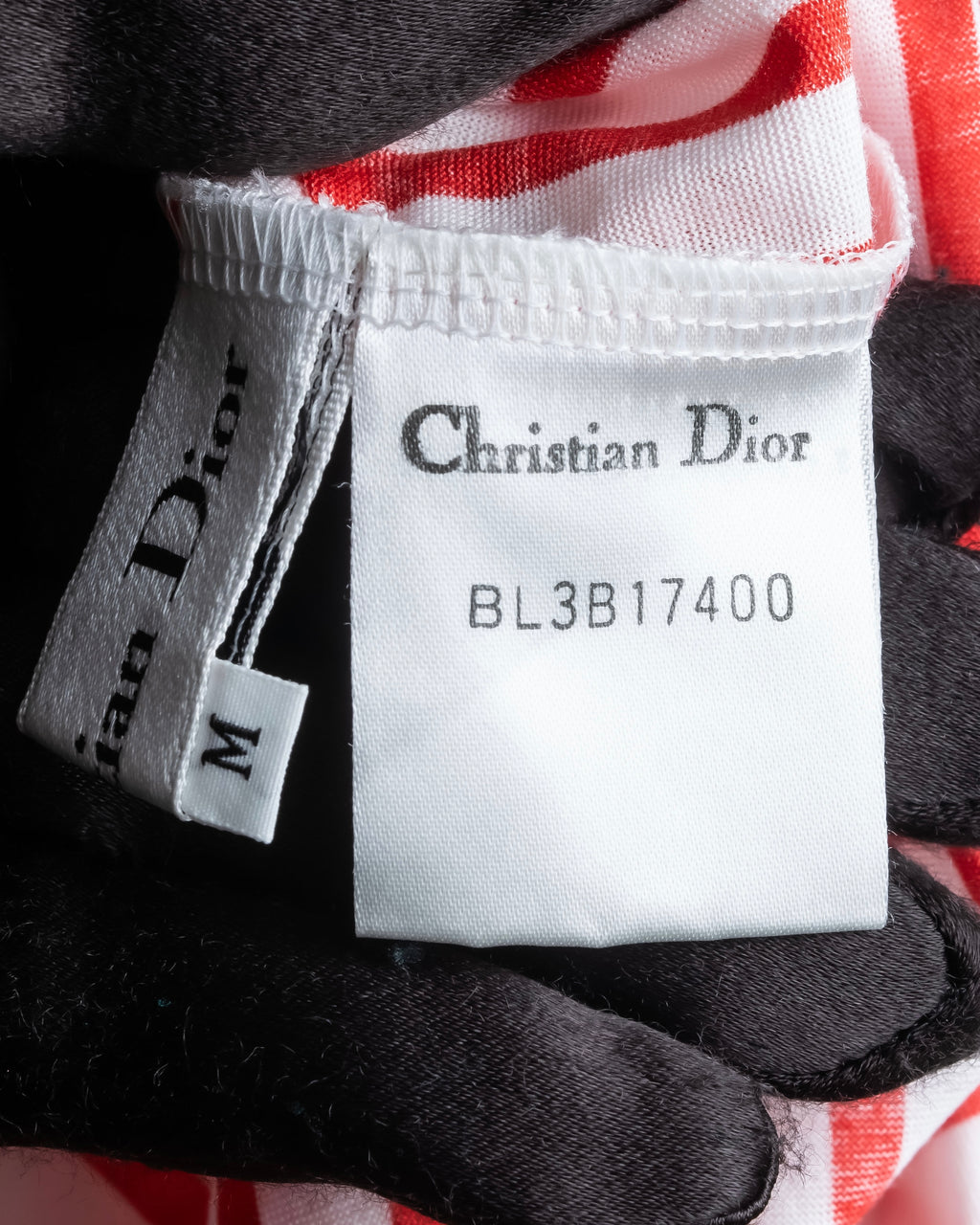 "Christian Dior" Stripe pattern front print tunic