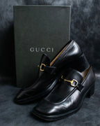 "GUCCI" Horsebit motif square toe heeled loafers