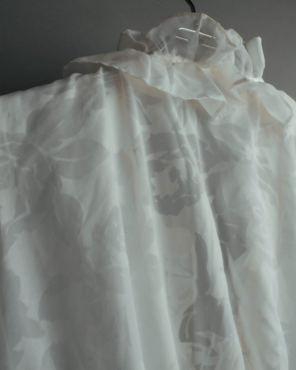 “Yves Saint Laurent” 80’s-90’s Sheer floral ruffle lingerie robe