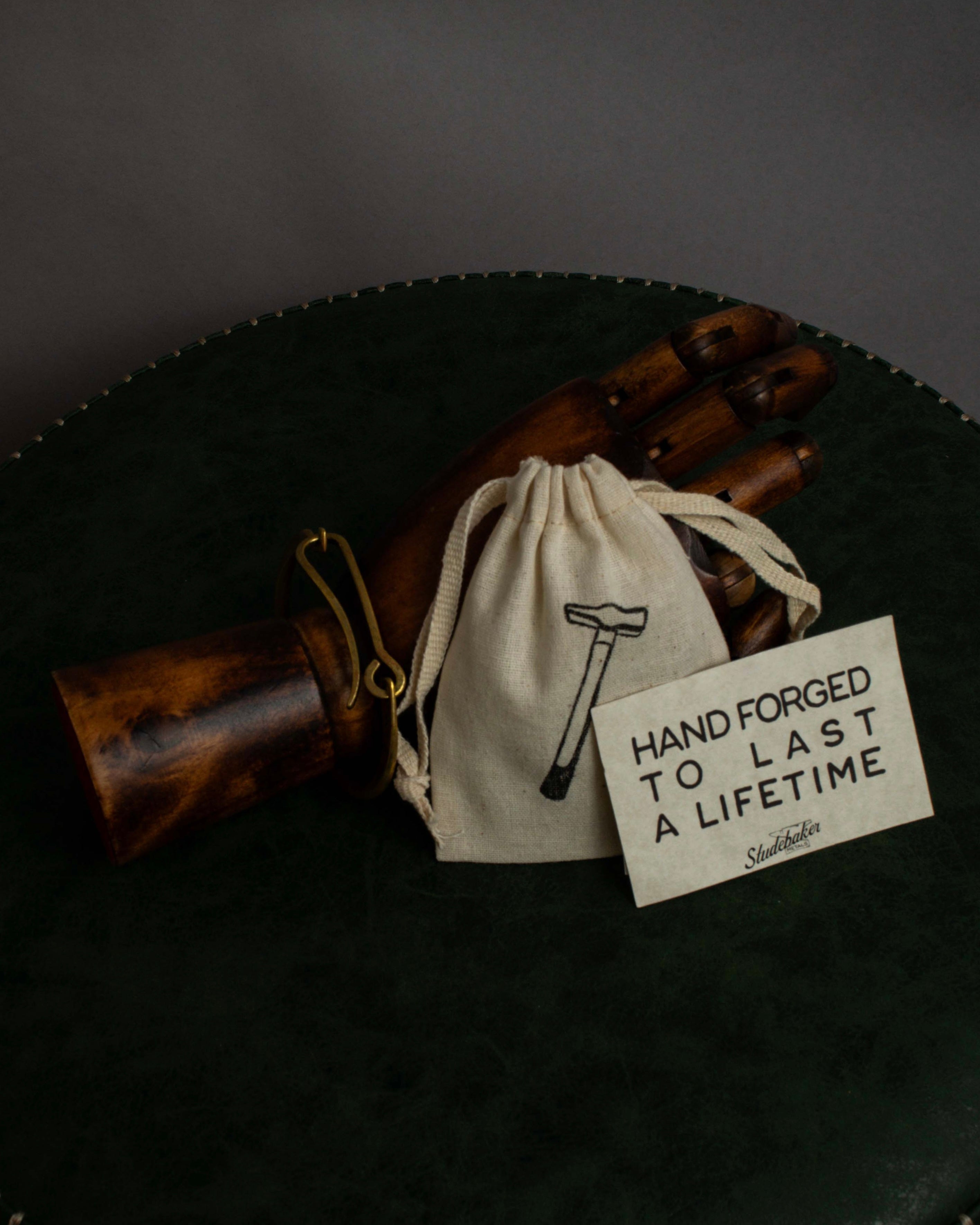 "STUDEBAKER" S-hook curved design gold brass bracelet