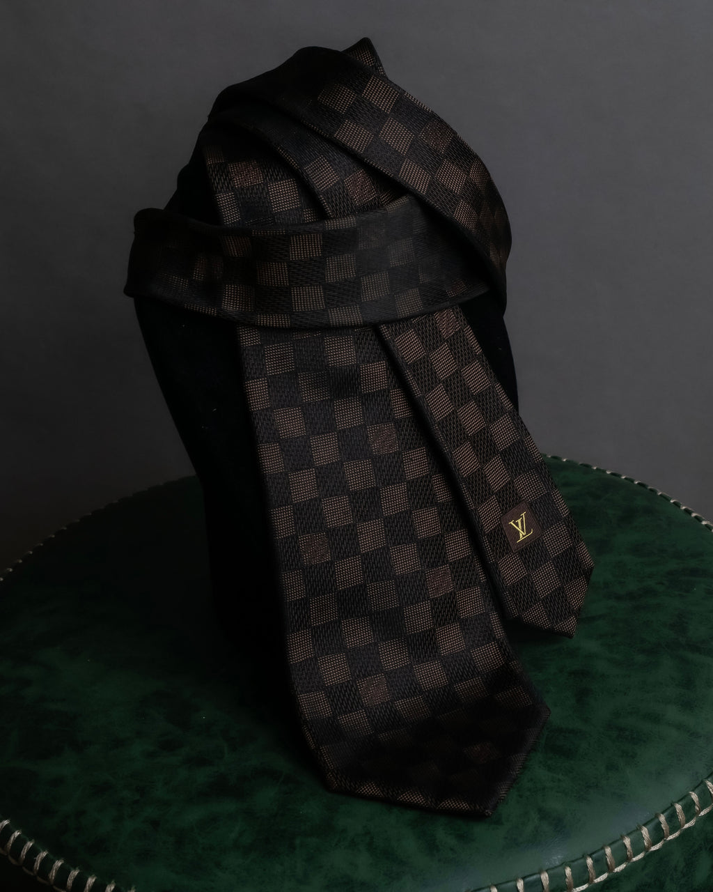"LOUIS VUITTON" Damier check silk jacquard neck tie