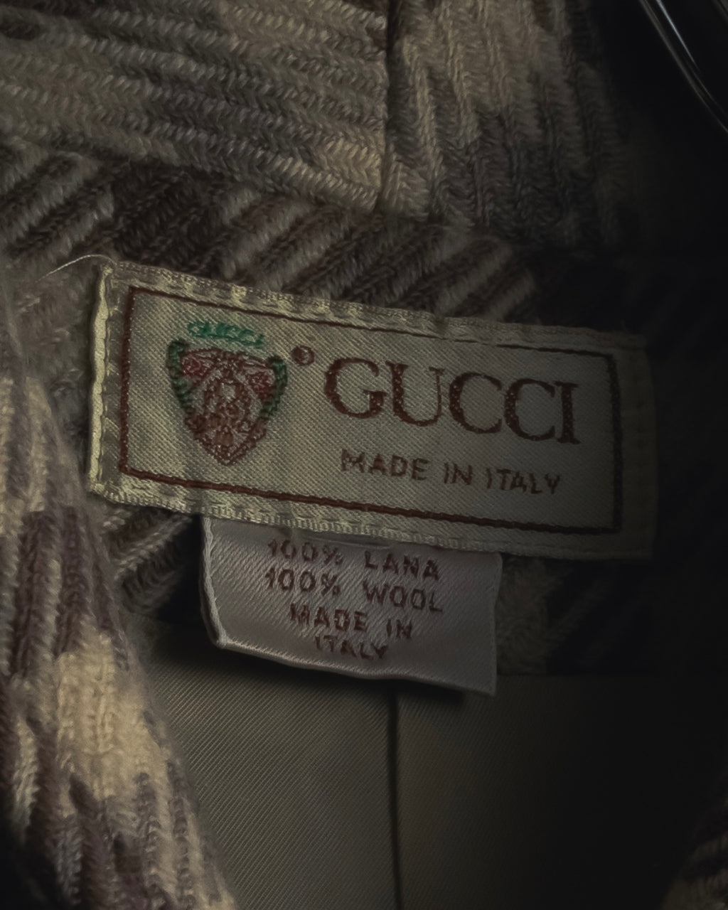 "GUCCI" 80’s checked wool shawl collar jacket