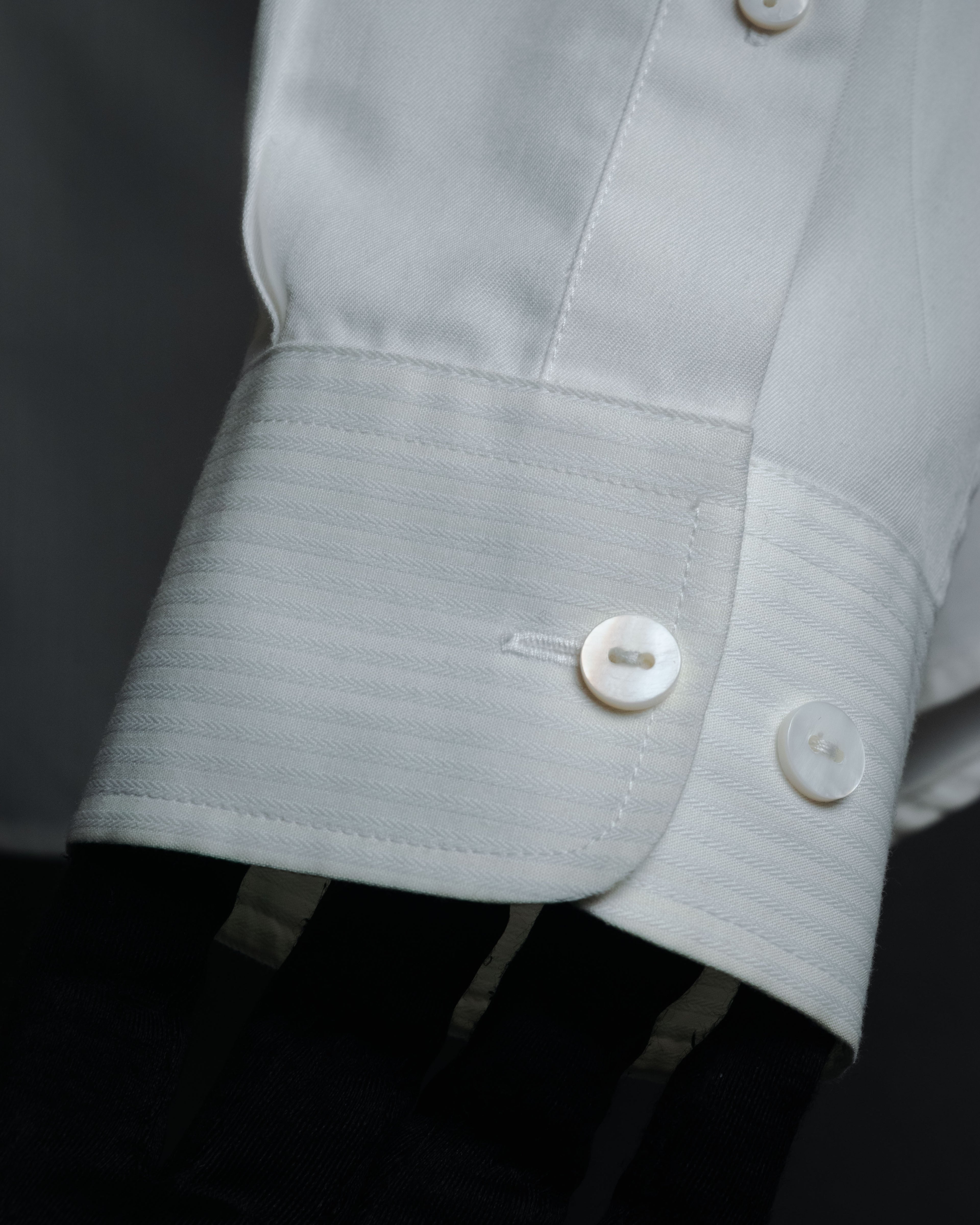 –SPECIAL– "BALENCIAGA" 2005-06’s Round collar chin tab paneled dress shirt