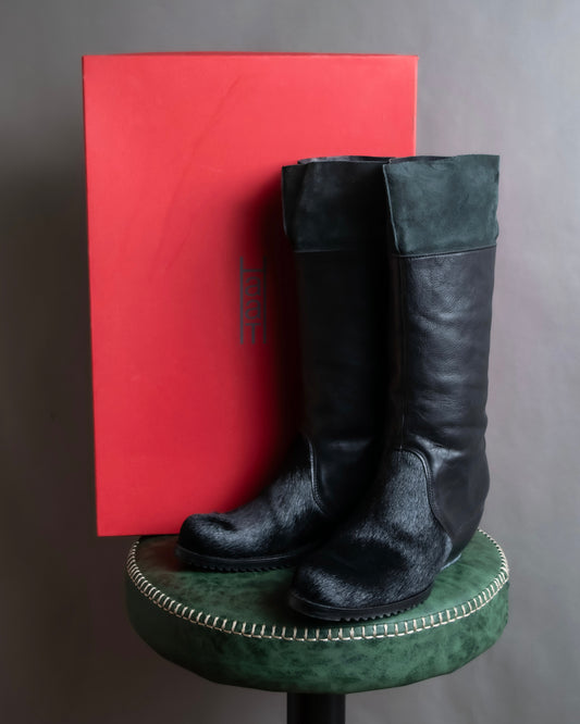 "ISSEY MIYAKE HaaT" Unborn calf shark sole long boots