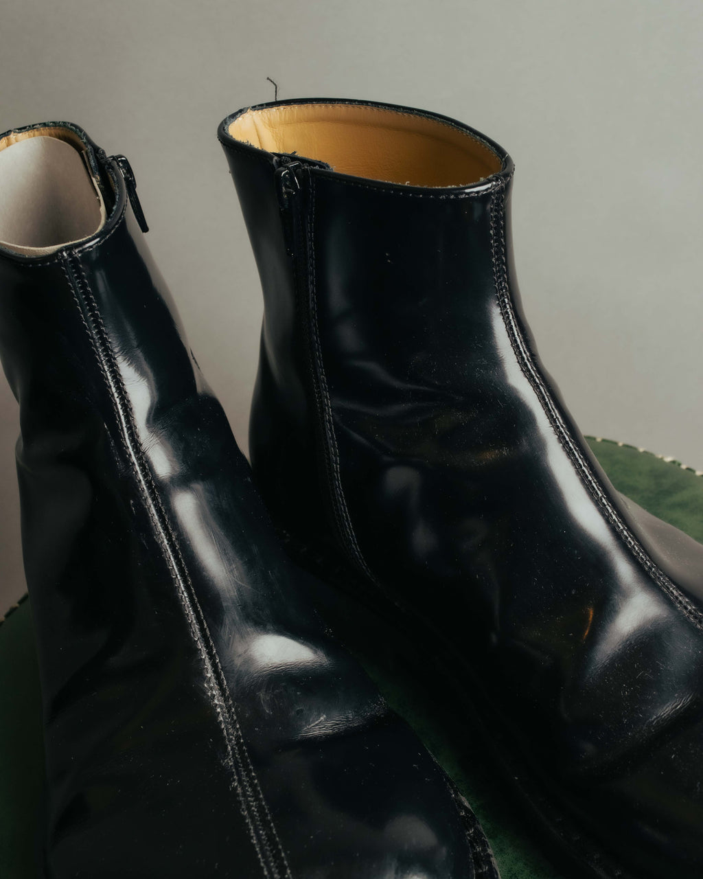 "MM6 Maison Margiela" 2010's Glossy leather side zip ankle boots