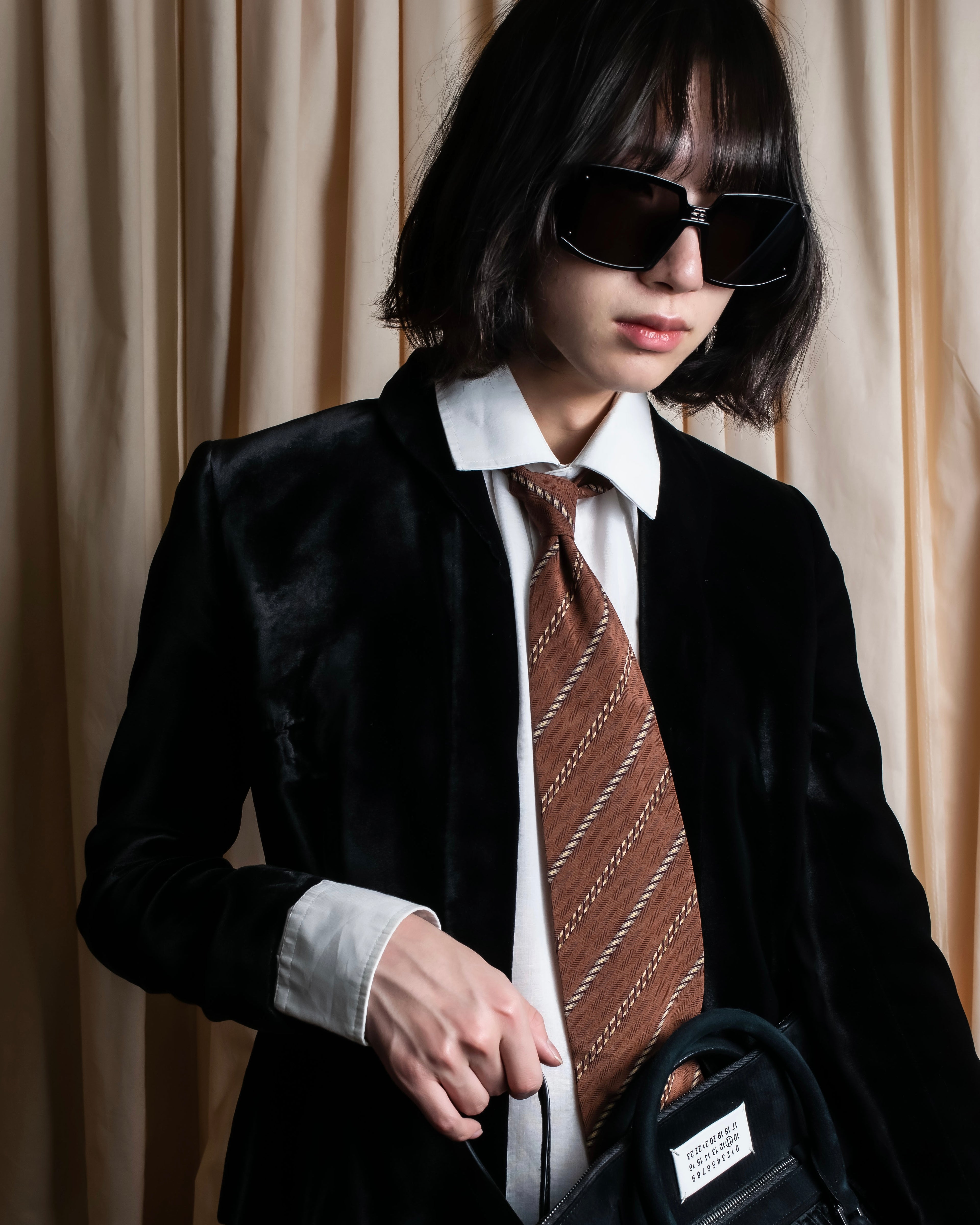 "GUCCI" Velvet shaped shawl collar tailored jacket