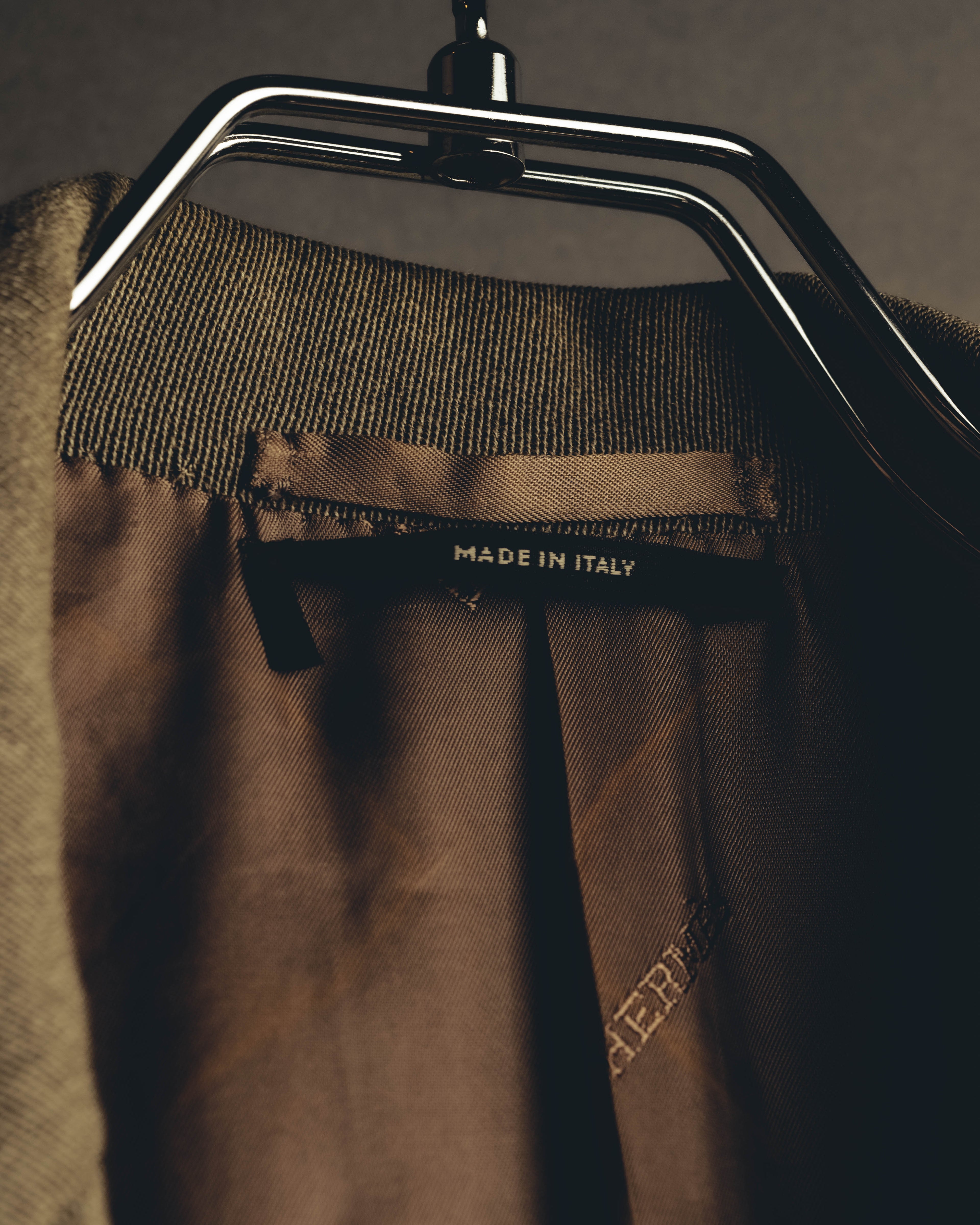 -SPECIAL- "Hermès" 80's-00's Leather collar tailored blazer