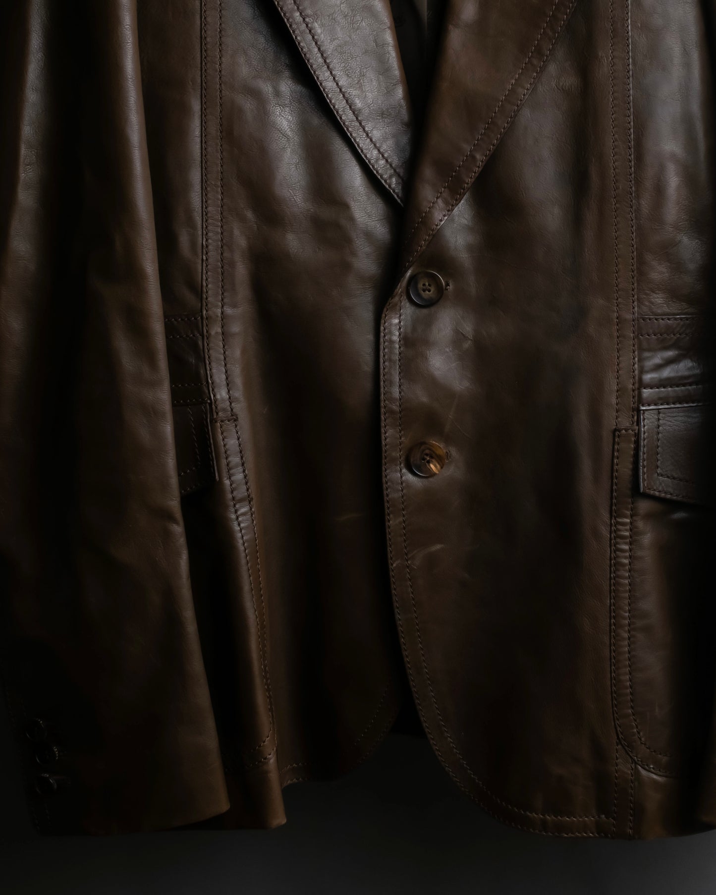 "GUCCI" Oversized calf leather tailored jacket