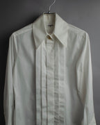 "CHANEL" Gold button design pleated white shirt