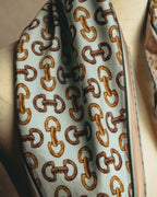 "GUCCI" 80's-90's Horsebit print square silk scarf