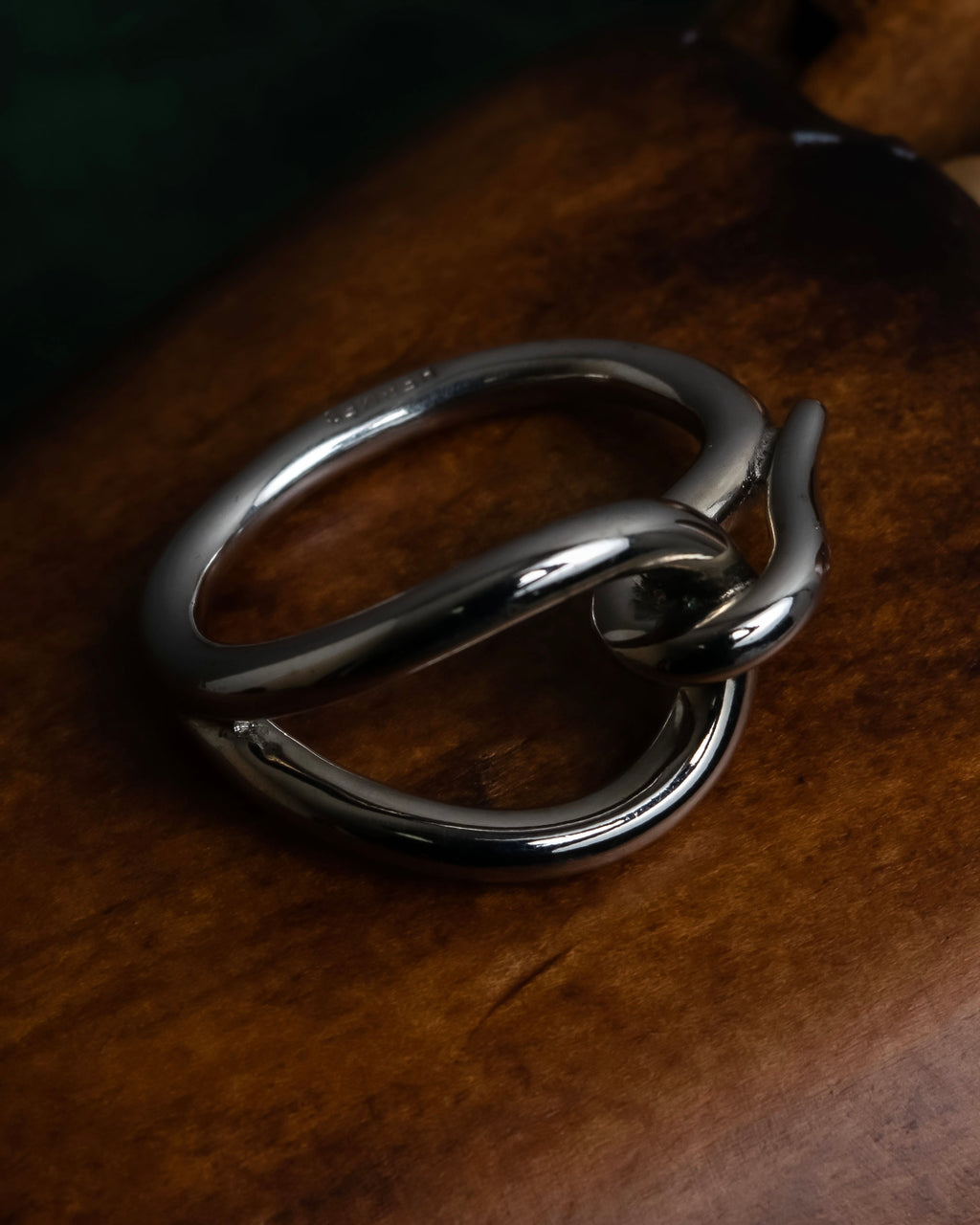 "HERMES" Jumbo silver scarf ring