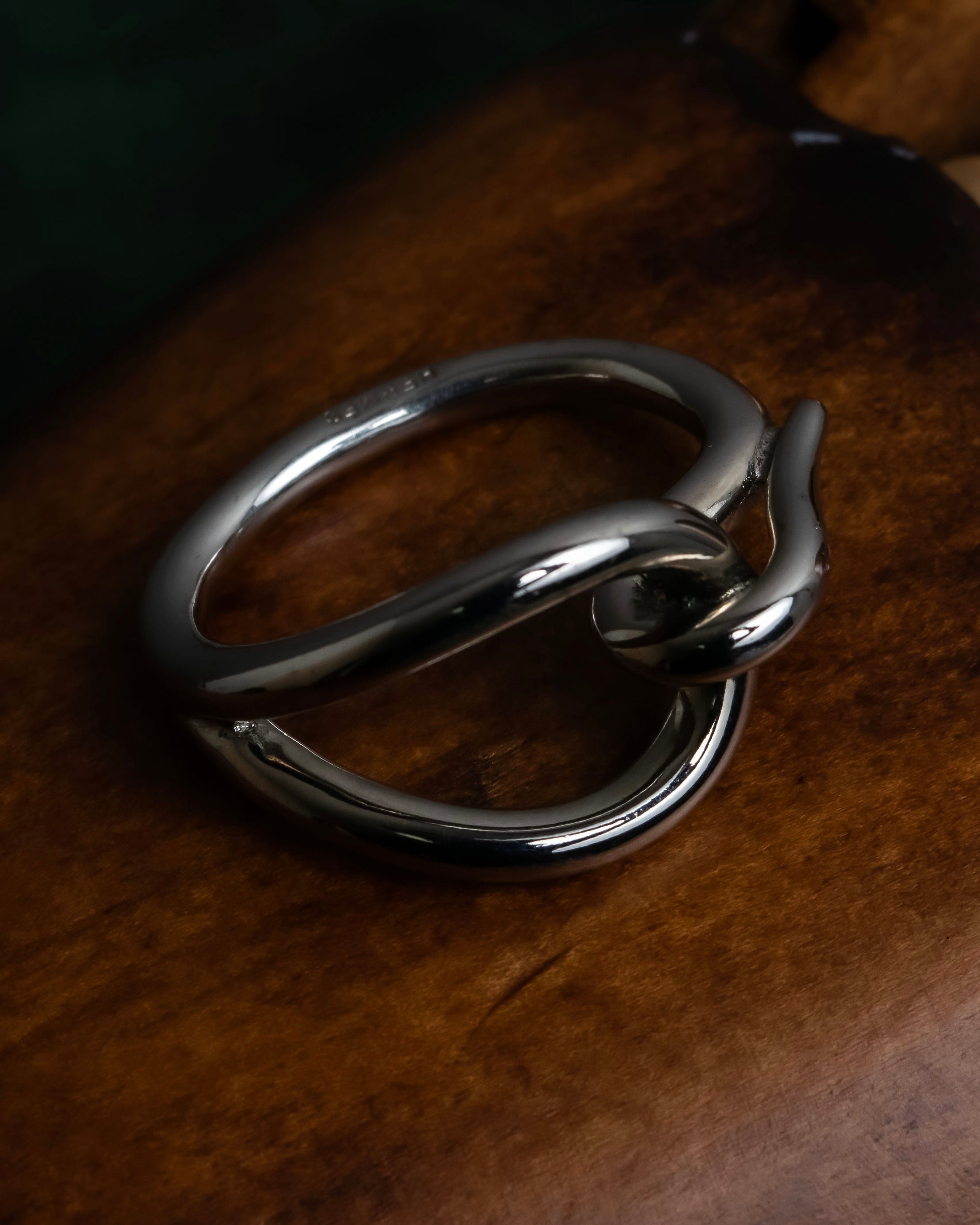 "HERMES" Jumbo silver scarf ring