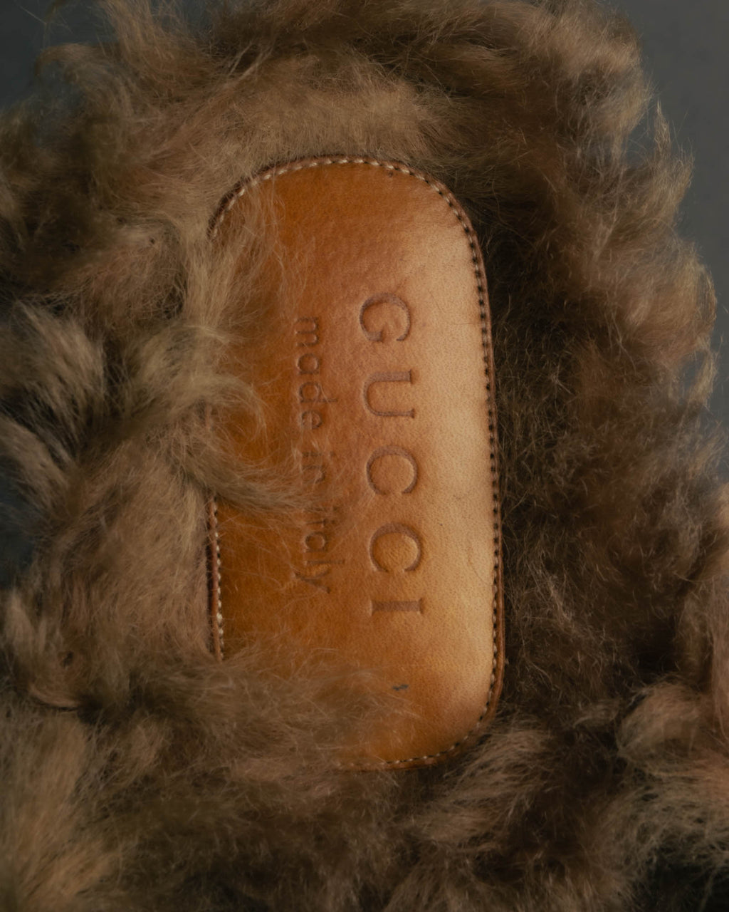 "GUCCI" 2010's Fur lined horsebit backless loafer