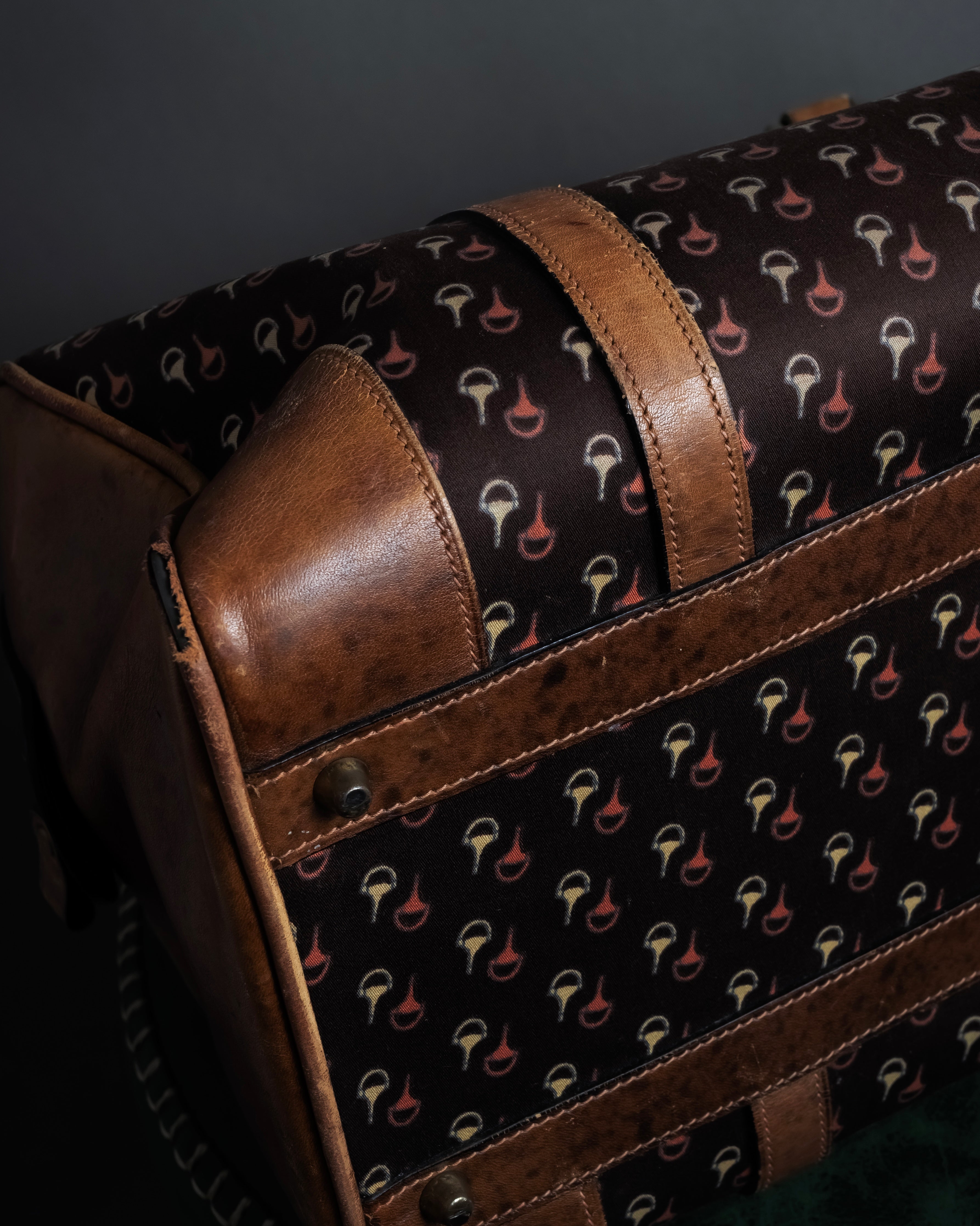 "GUCCI" Vintage horse harness motif pattern mini boston bag