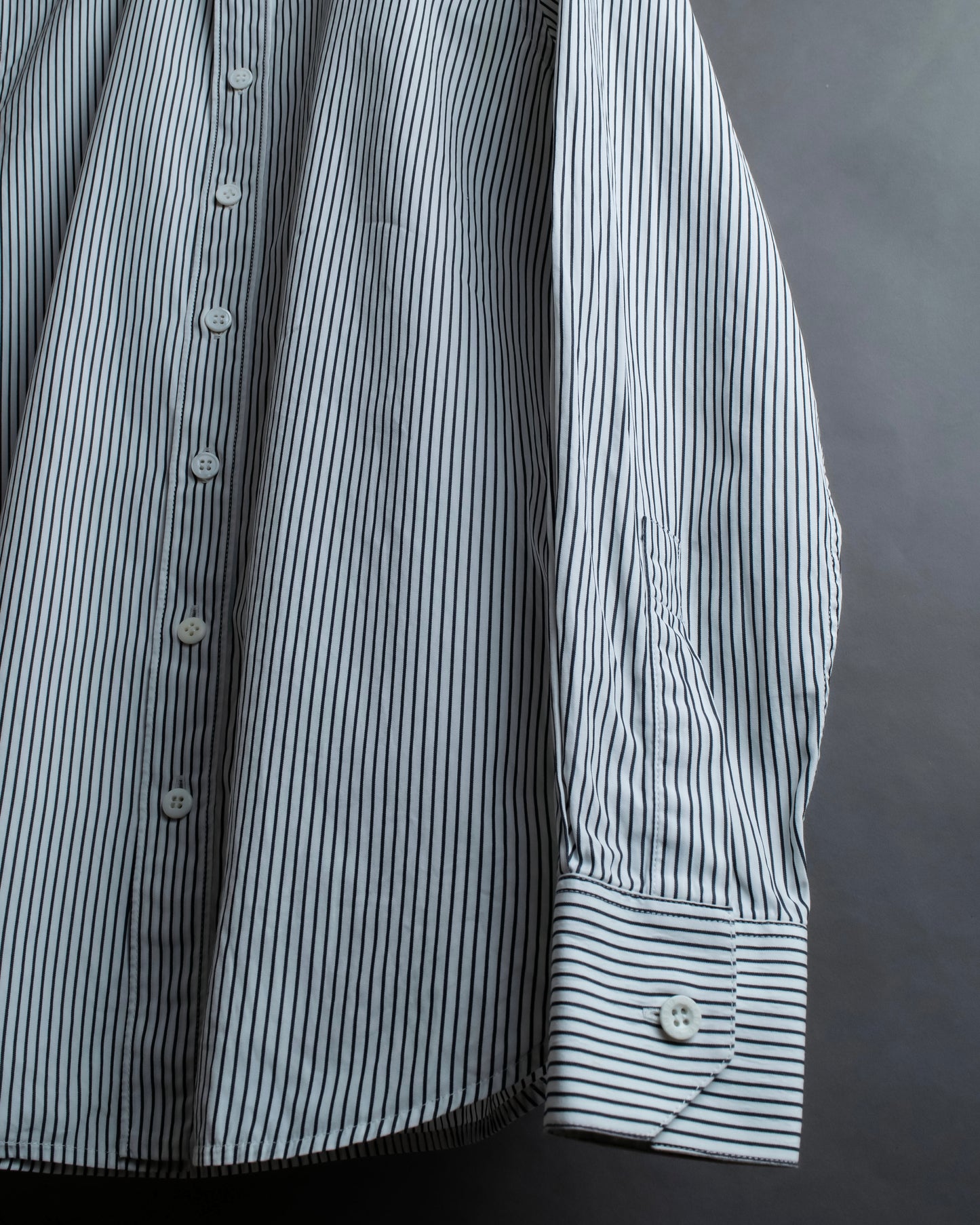 "YVES SAINT LAURENT" Fine pitch stripe pattern clerical design shirt