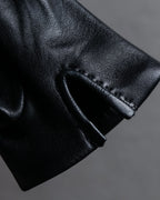 "HERMES" Stud &amp; ring design anjo leather gloves