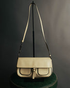 "PRADA" 90's-00's Cream pebbled leather shoulder bag