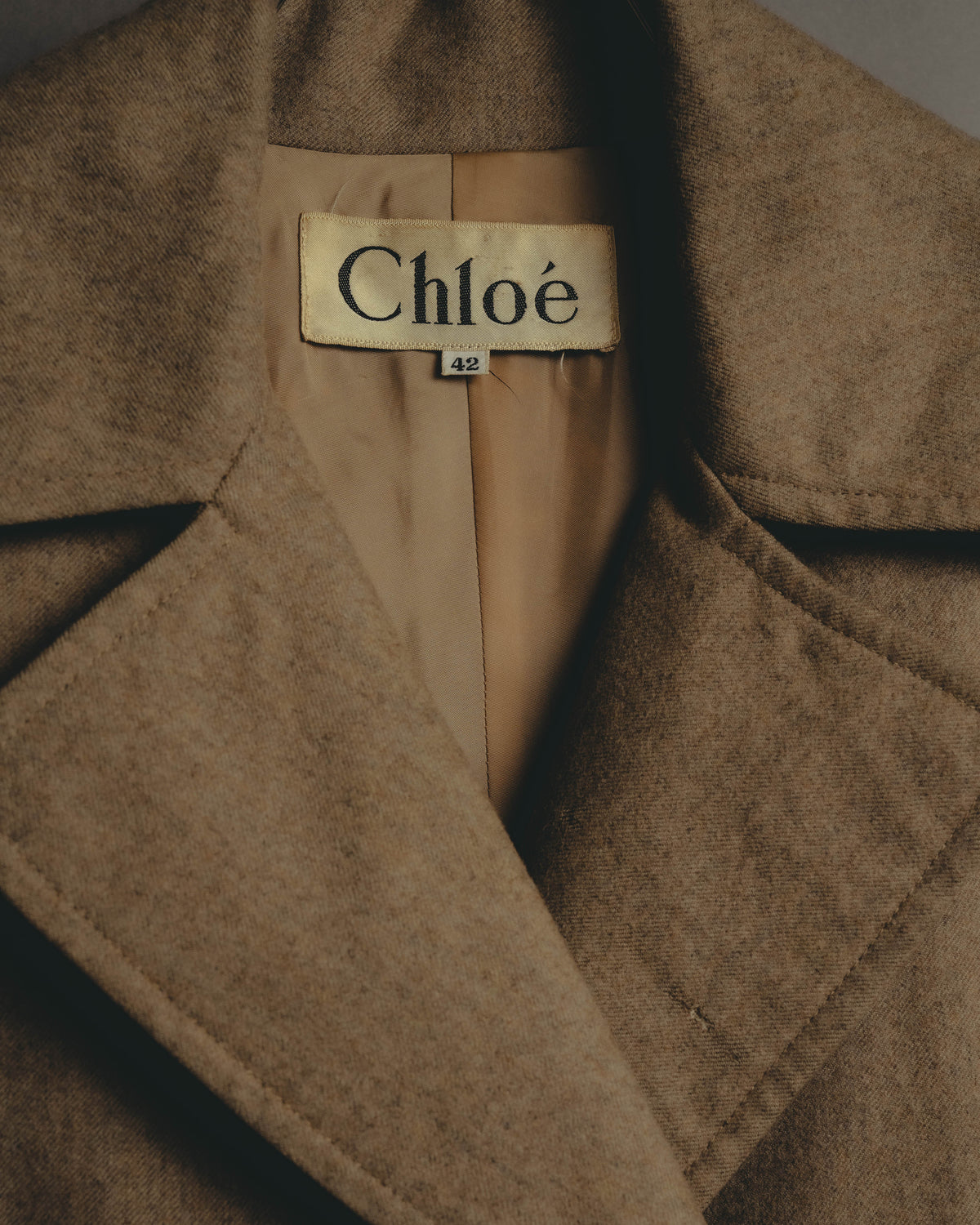 "Chloé" 70's-80's Wide-lapel double-breasted long coat