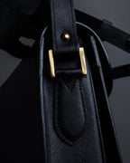 "YVES SAINT LAURENT" Cassandra logo engraved flap design leather bag
