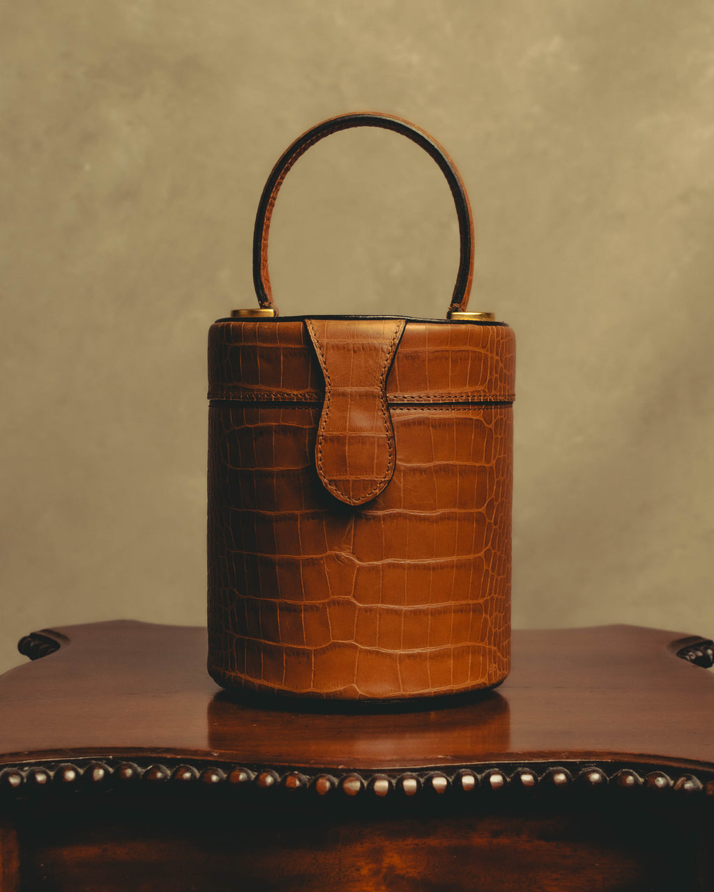 "CELINE" 80's-90's Structured cylindrical bucket bag
