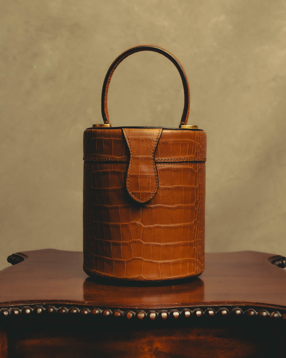 "CELINE" 80's-90's Structured cylindrical bucket bag