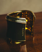 –SPECIAL– “GUCCI” 80’s-90’s Sculptural green enamel-effect wide cuff bangle
