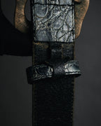 "DOLCE & GABBANA" 2003-08 Distressed croc-embossed hammered buckle belt