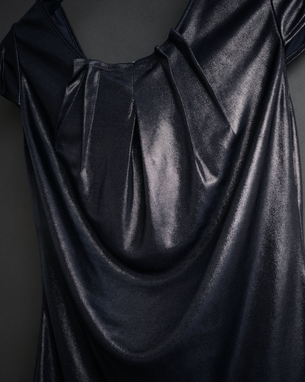 “Christian Dior” 2000’s Metallic draped cap sleeve top