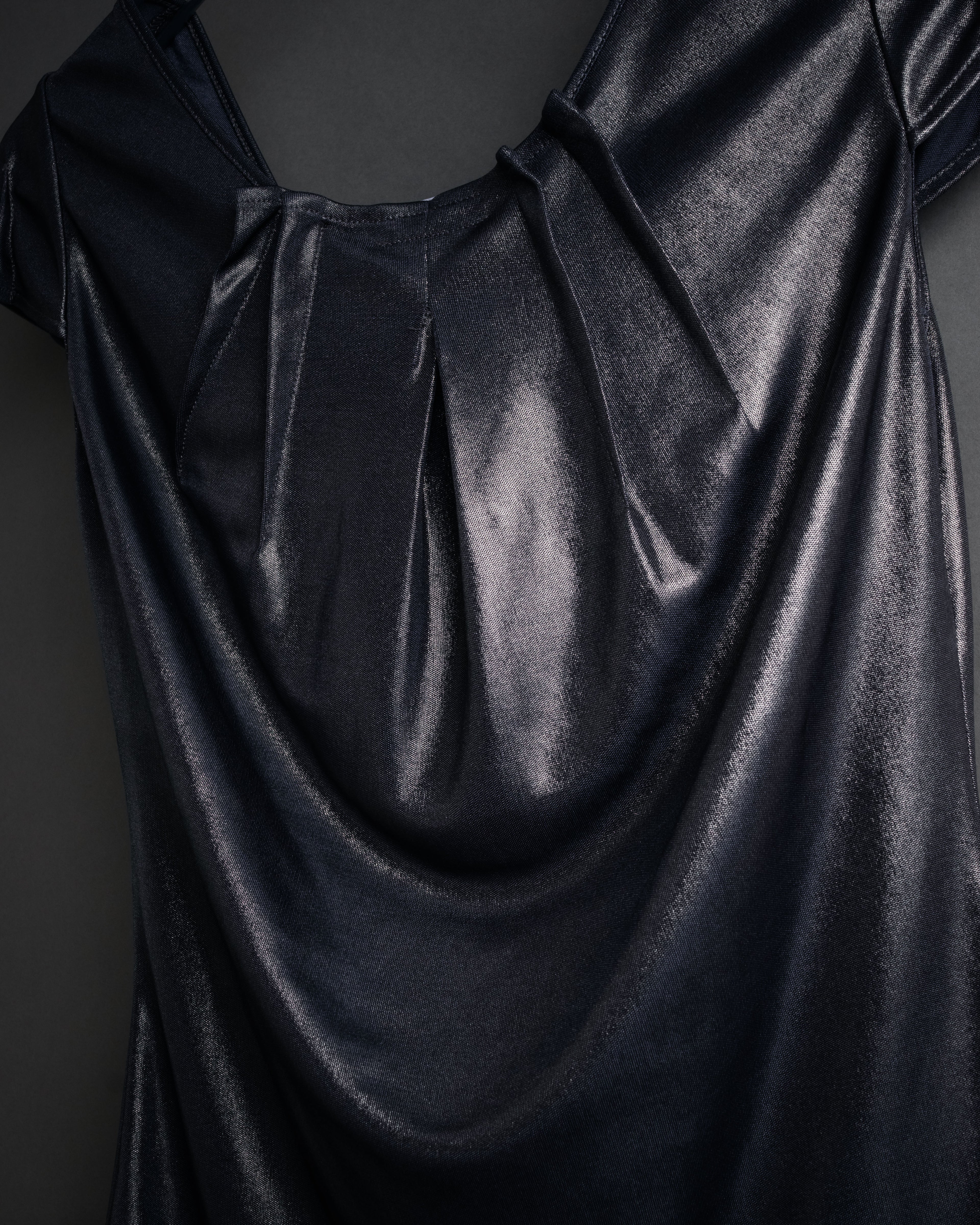 “Christian Dior” 2000’s Metallic draped cap sleeve top