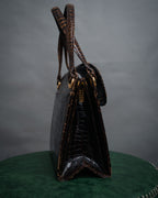 –SPECIAL– “GUCCI” 50’s-60’s Crocodile leather top handle bag