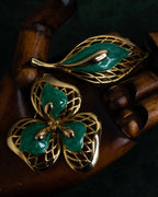 "BALENCIAGA" Floral＆leaf motif brooch set of 2