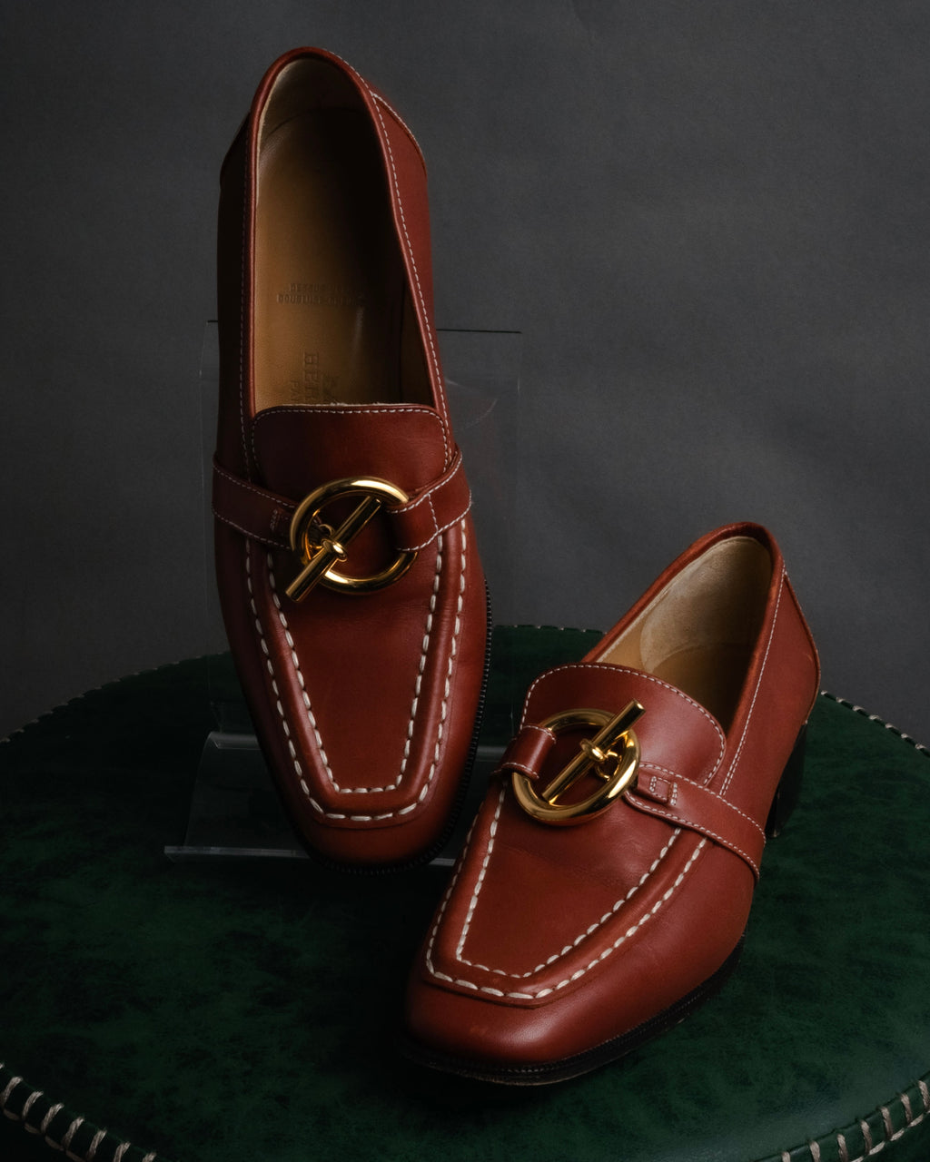 “HERMES” 90’s-00’s Chaine d’ancre hardware loafers