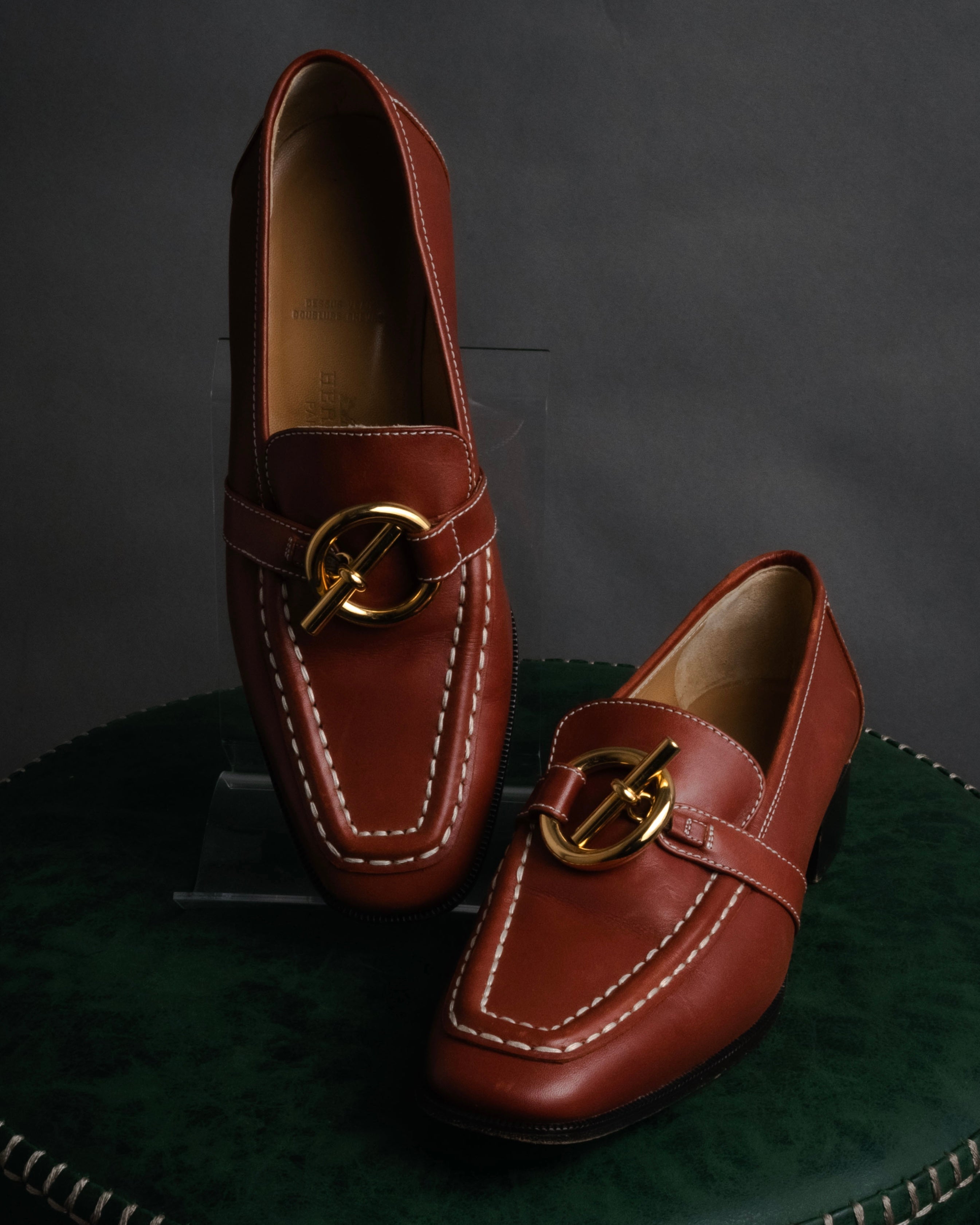 “HERMES” 90’s-00’s Chaine d’ancre hardware loafers