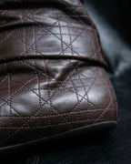 “Christian Dior” Brown Cannage leather long boots