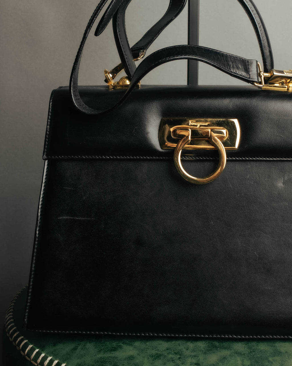 "Salvatore Ferragamo" 90's-00's Classic gancini leather top handle bag