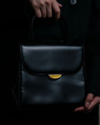 "Charles Jourdan" Logo half-moon metal plate design leather hand bag